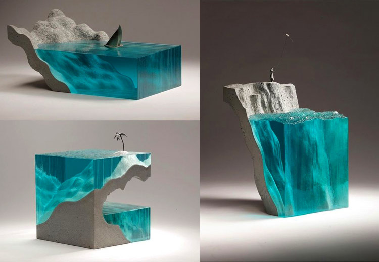 Mô hình 3D cắt lớp độc đáo với keo Resin epox trong suốt tạo khối cảnh biển nước